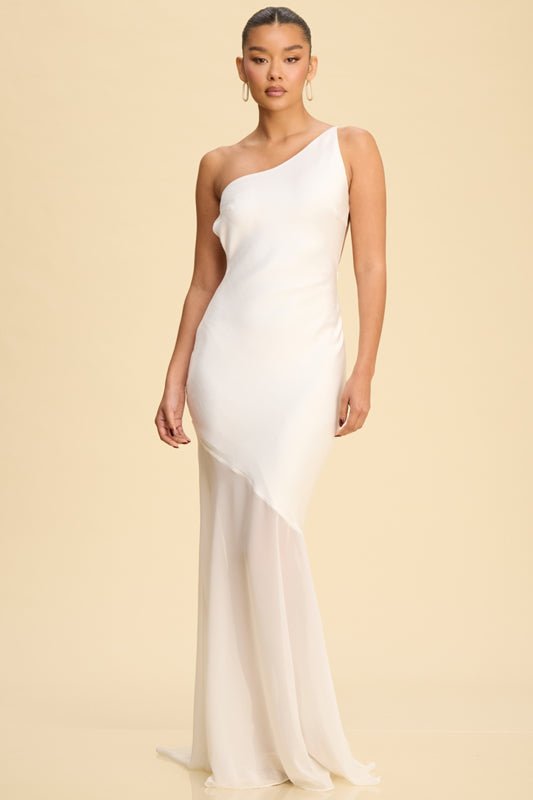 Odette One-Shoulder Gown — White | Dressed Showroom - Dressed.