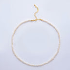 18K Gold Filled 4mm Dainty Rice Seed Freshwater Pearl Necklace 14.9 Inches long | WA-A3475 - Dressed.