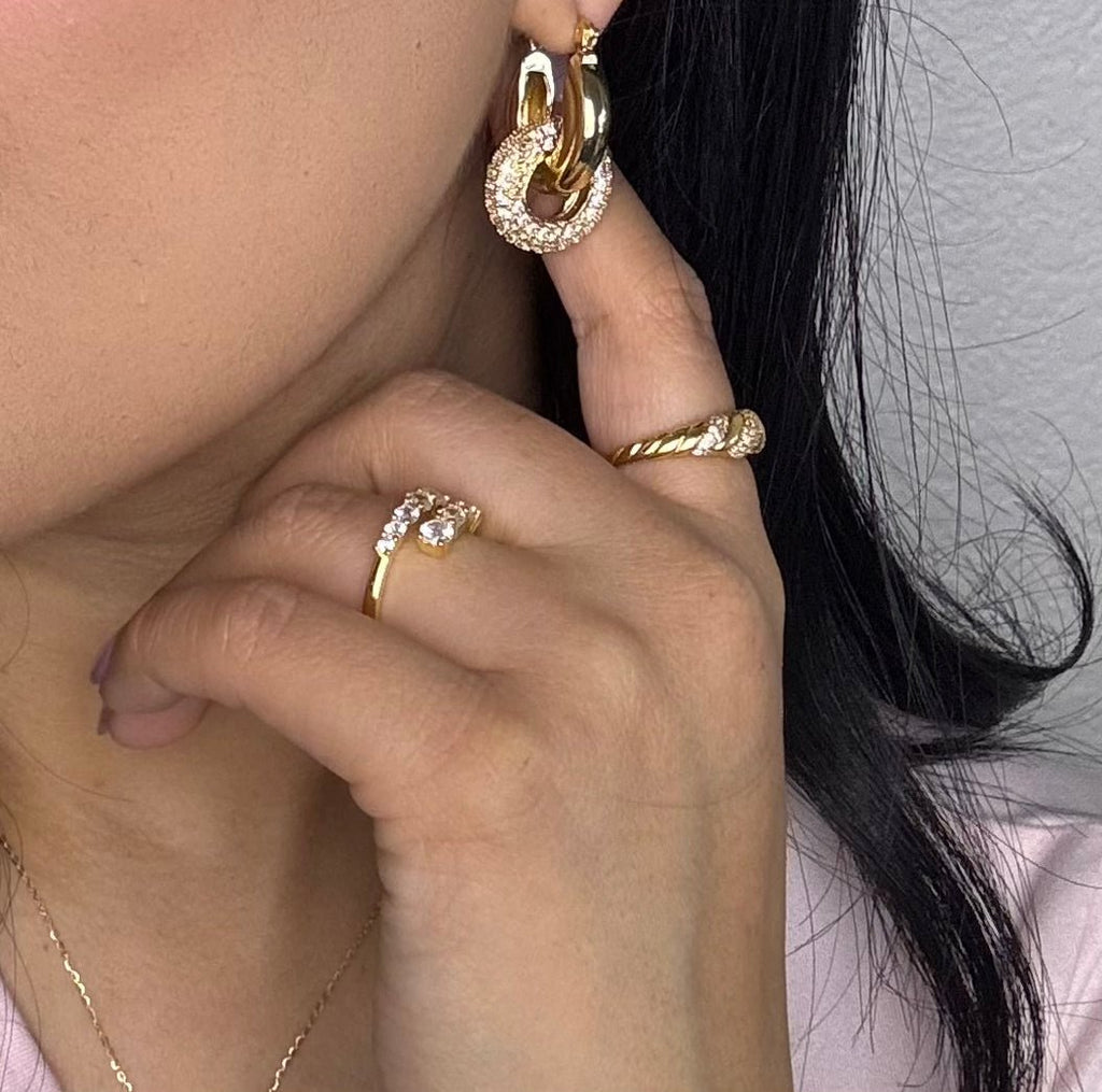 18K Gold-Plated Brooklyn Earrings - Dressed.