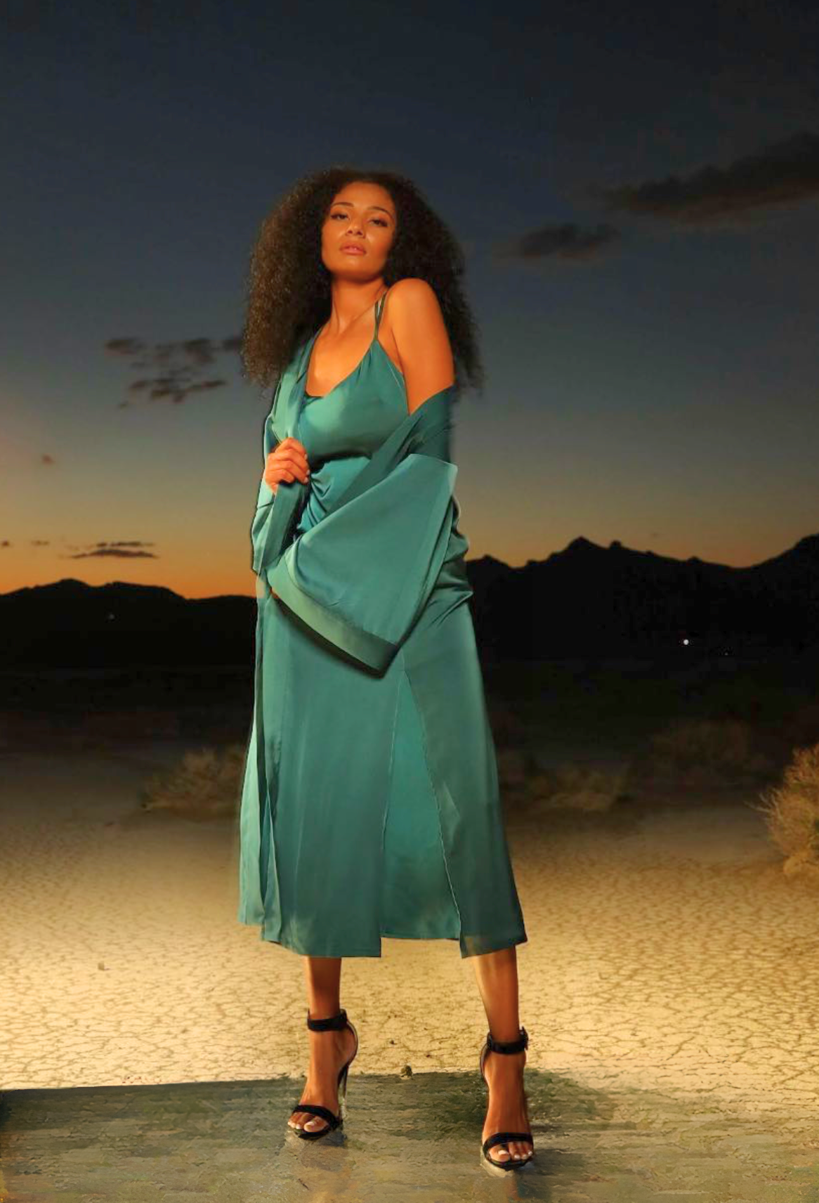 Sandra Silk Dress with Robe