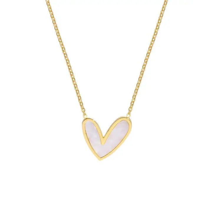 Ashley Mother Of Pearl Heart Necklace - Dressed.