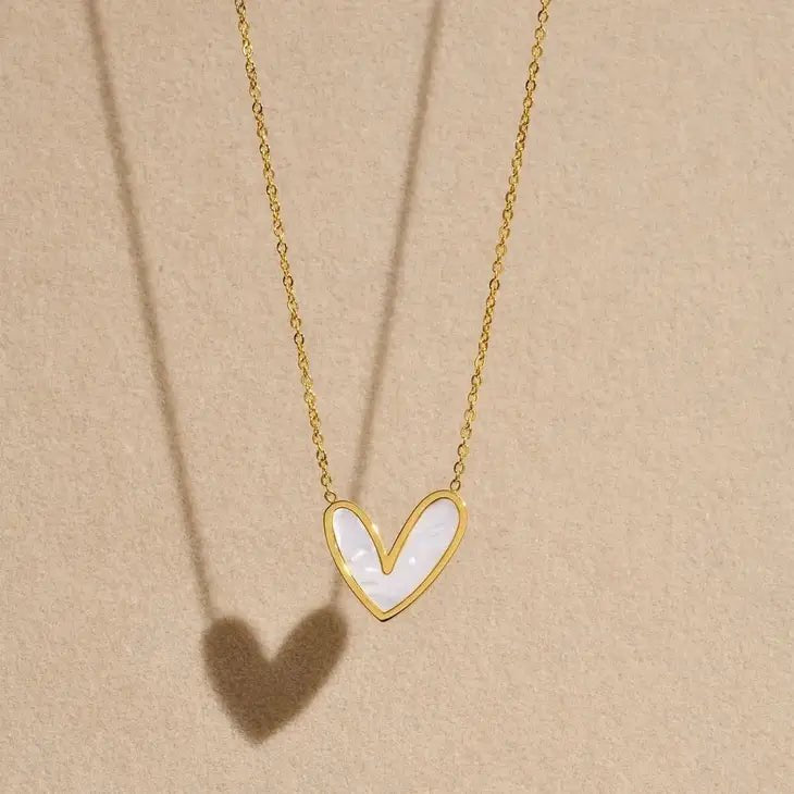 Ashley Mother Of Pearl Heart Necklace - Dressed.