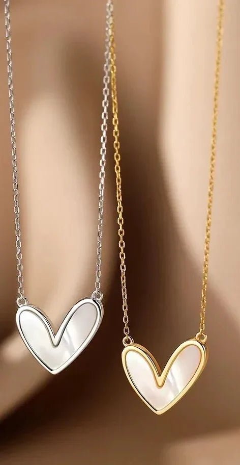 Ashley Mother Of Pearl Heart Necklace - Dressed.