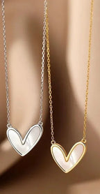 Ashley Mother Of Pearl Heart Necklace - Dressed.