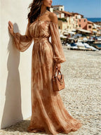 Aurelia Off-Shoulder Balloon-Sleeve Maxi Dress - Dressed.