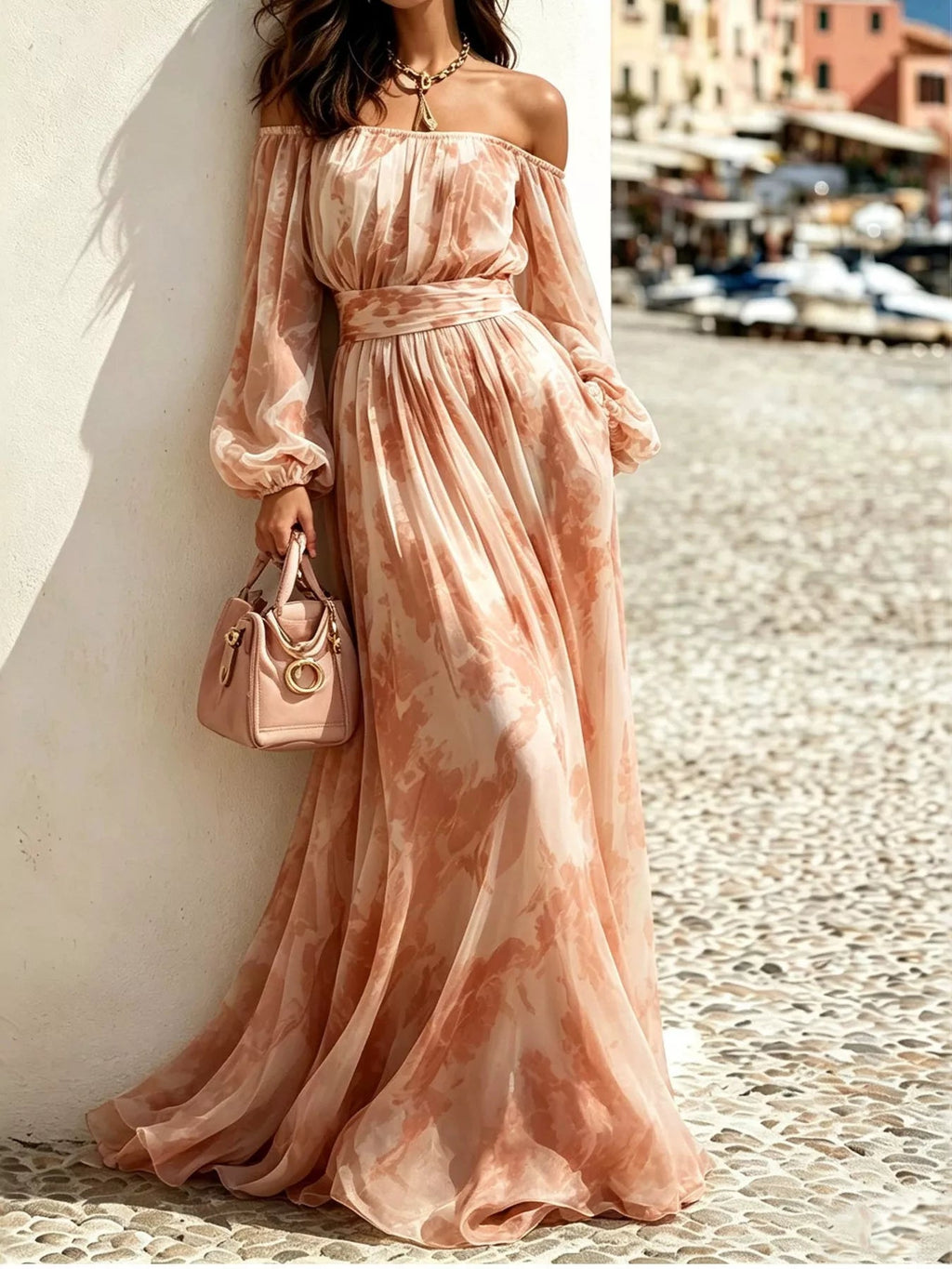 Aurelia Off-Shoulder Balloon-Sleeve Maxi Dress - Dressed.