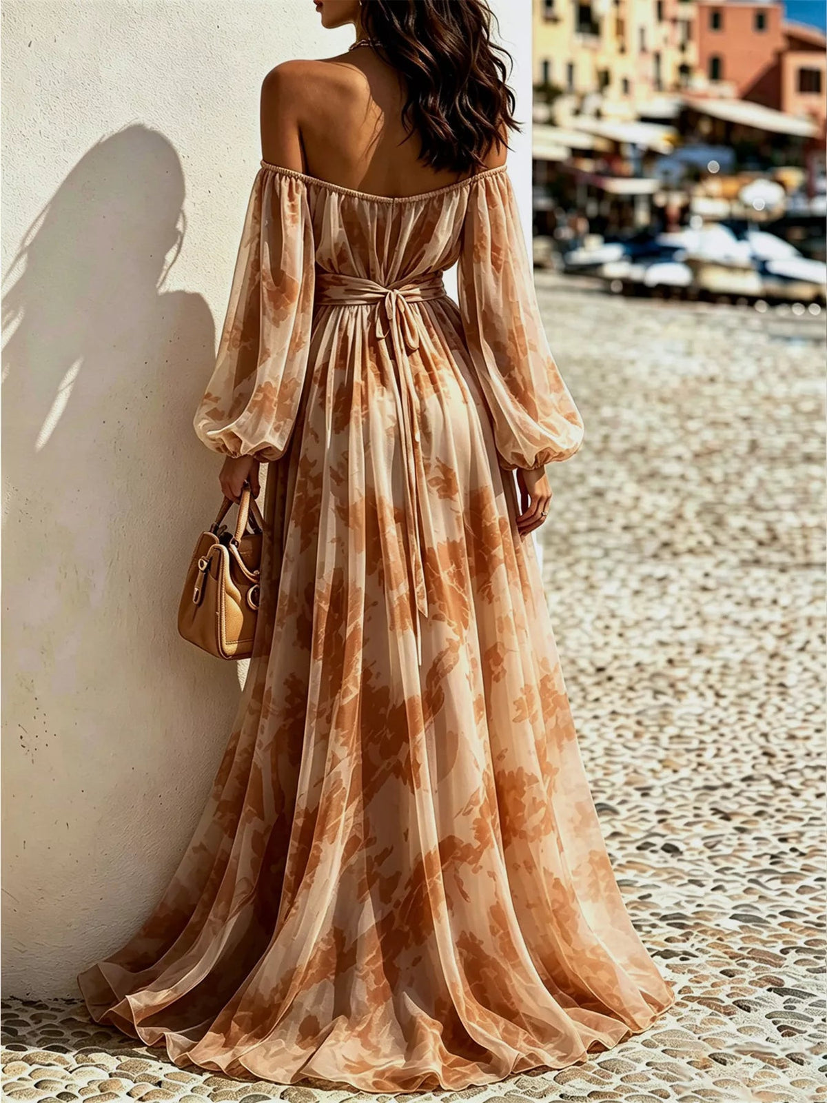 Aurelia Off-Shoulder Balloon-Sleeve Maxi Dress - Dressed.