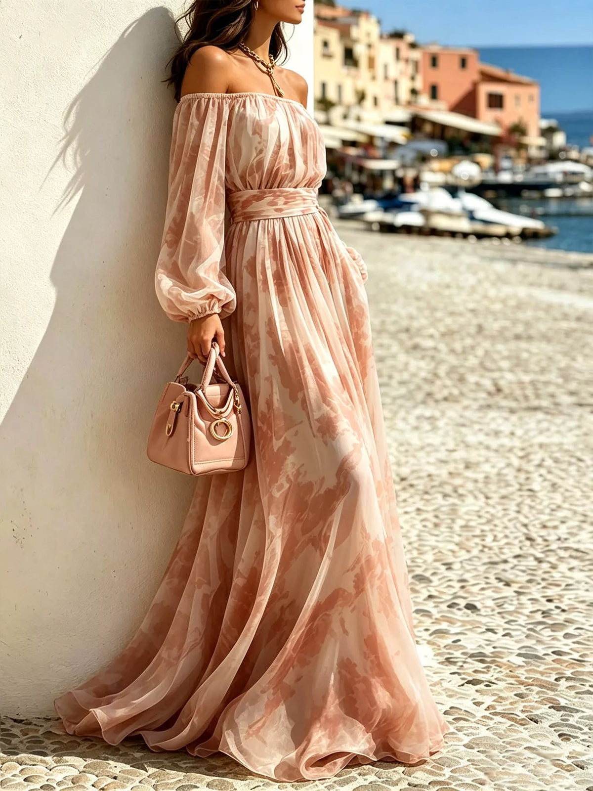 Aurelia Off-Shoulder Balloon-Sleeve Maxi Dress - Dressed.