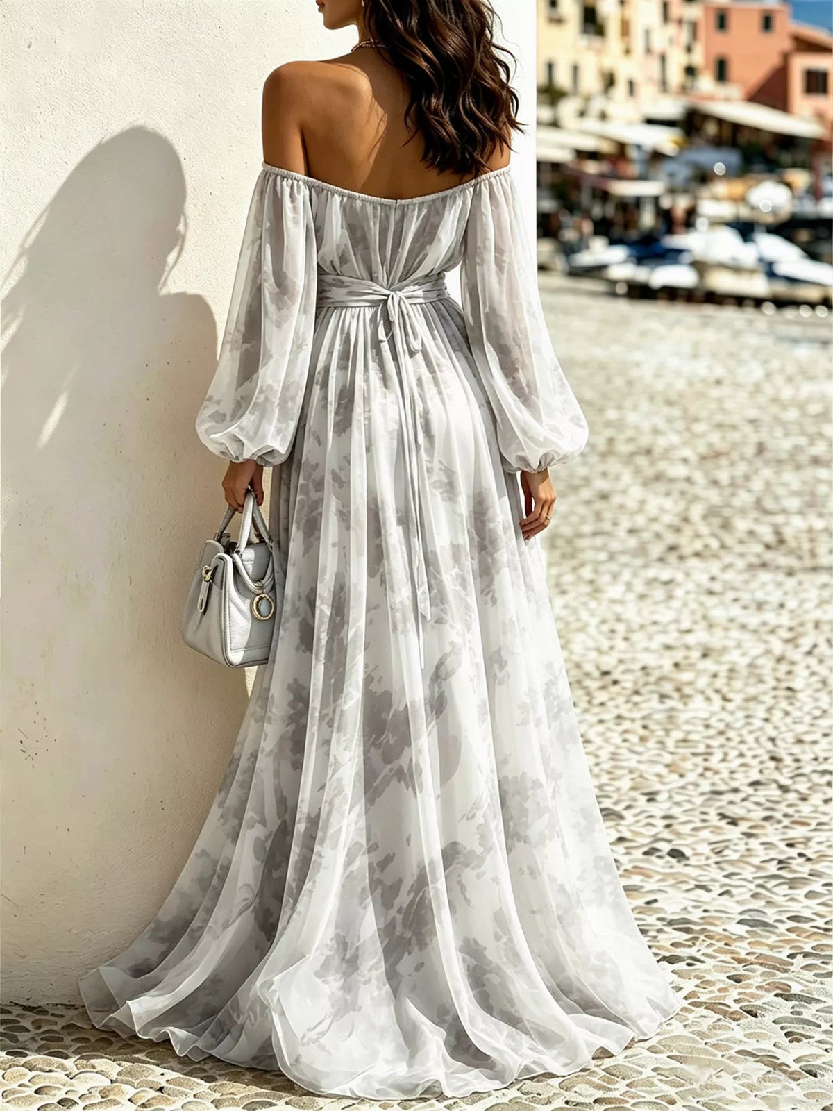 Aurelia Off-Shoulder Balloon-Sleeve Maxi Dress - Dressed.