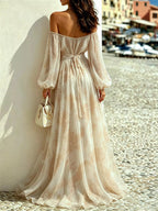 Aurelia Off-Shoulder Balloon-Sleeve Maxi Dress - Dressed.