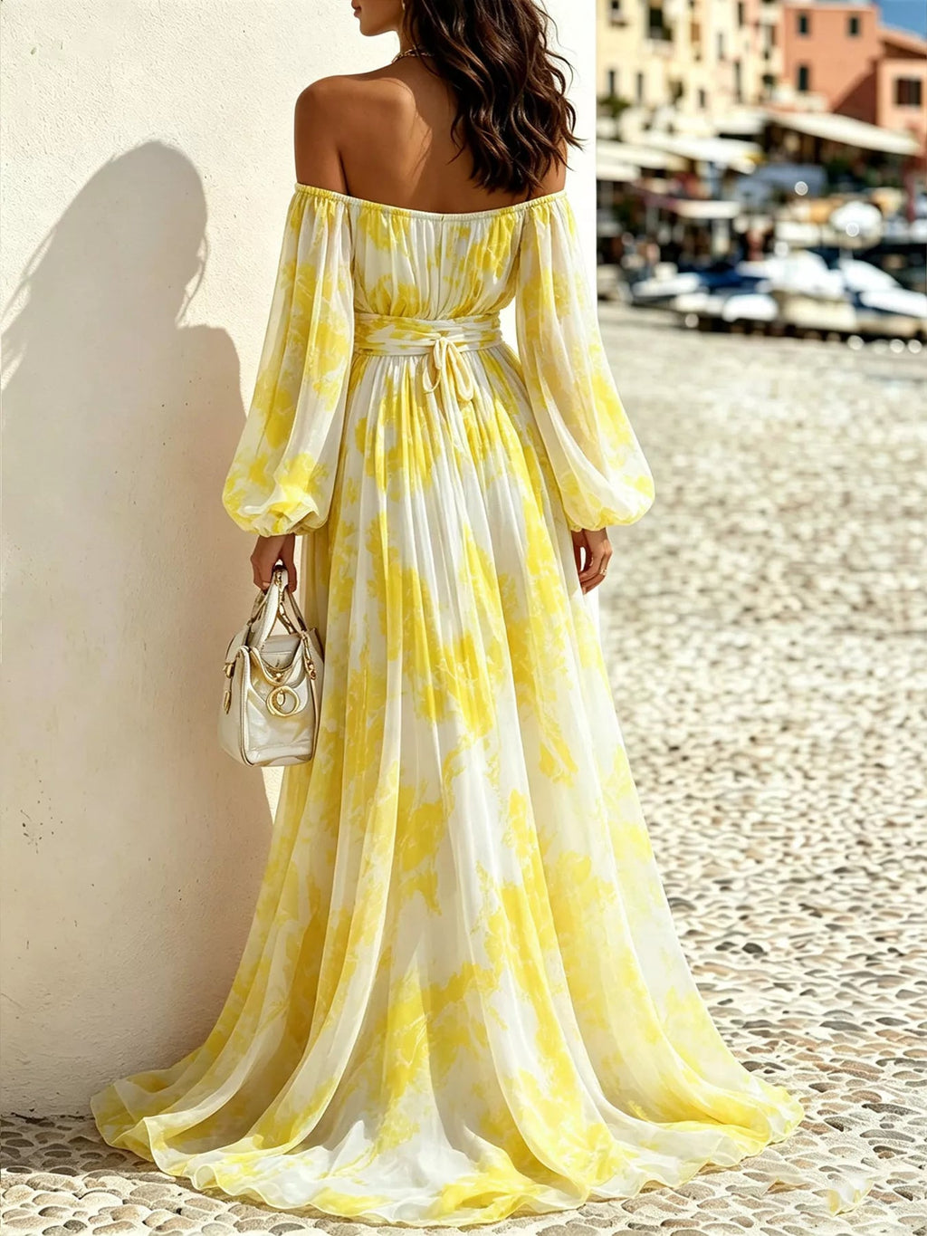 Aurelia Off-Shoulder Balloon-Sleeve Maxi Dress - Dressed.