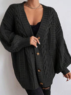 Avery Oversized Cable-Knit Cardigan - Dressed.