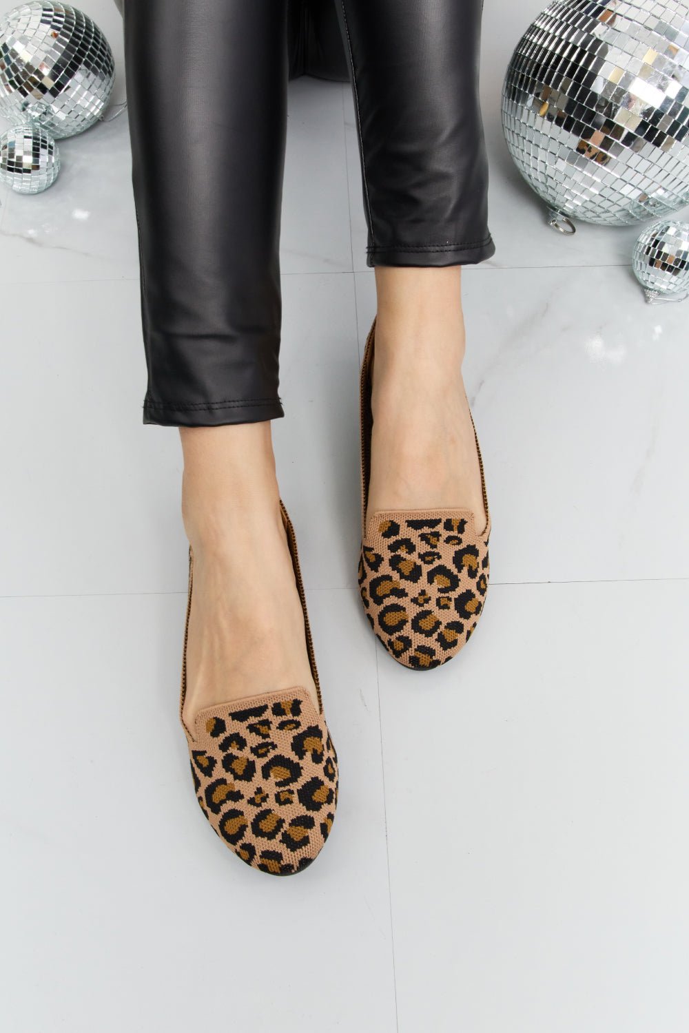 Avery Pointed-Toe Leopard Flats - Dressed.