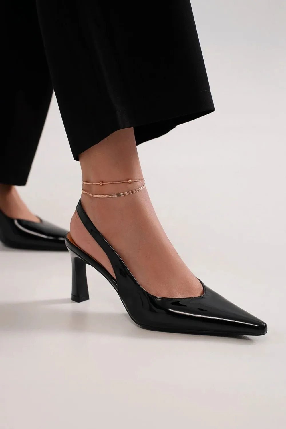 Beast Fashion Faux Leather Point Toe Slingback Pumps - Dressed.