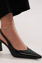 Beast Fashion Faux Leather Point Toe Slingback Pumps - Dressed.