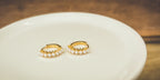 Beautiful Dainty Pearl and Gold or Silver Huggie Earrings - Dressed.