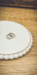 Beautiful Dainty Pearl and Gold or Silver Huggie Earrings - Dressed.