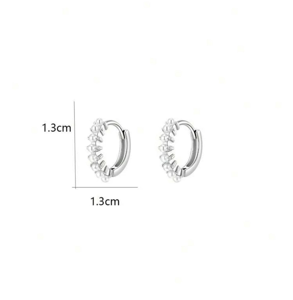 Beautiful Dainty Pearl and Gold or Silver Huggie Earrings - Dressed.