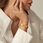BG107G B.Tiff Pavé Harmony Gold Bangle Bracelet - Dressed.