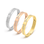BG107G B.Tiff Pavé Harmony Gold Bangle Bracelet - Dressed.