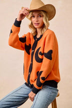 BiBi Halloween Witch Hat Moon Bat Artwork Cardigan - Dressed.