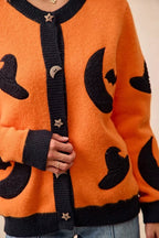 BiBi Halloween Witch Hat Moon Bat Artwork Cardigan - Dressed.