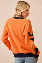 BiBi Halloween Witch Hat Moon Bat Artwork Cardigan - Dressed.