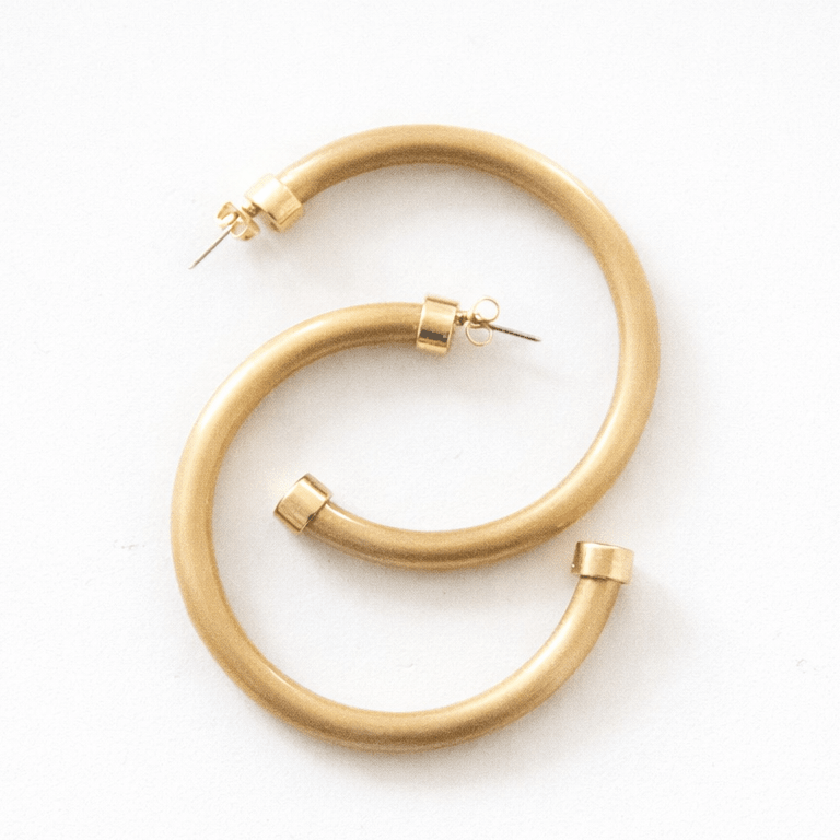Brushed Gold Hoop Earrings - Dressed.