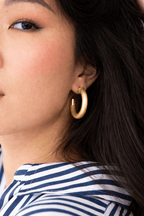 Brushed Gold Hoop Earrings - Dressed.