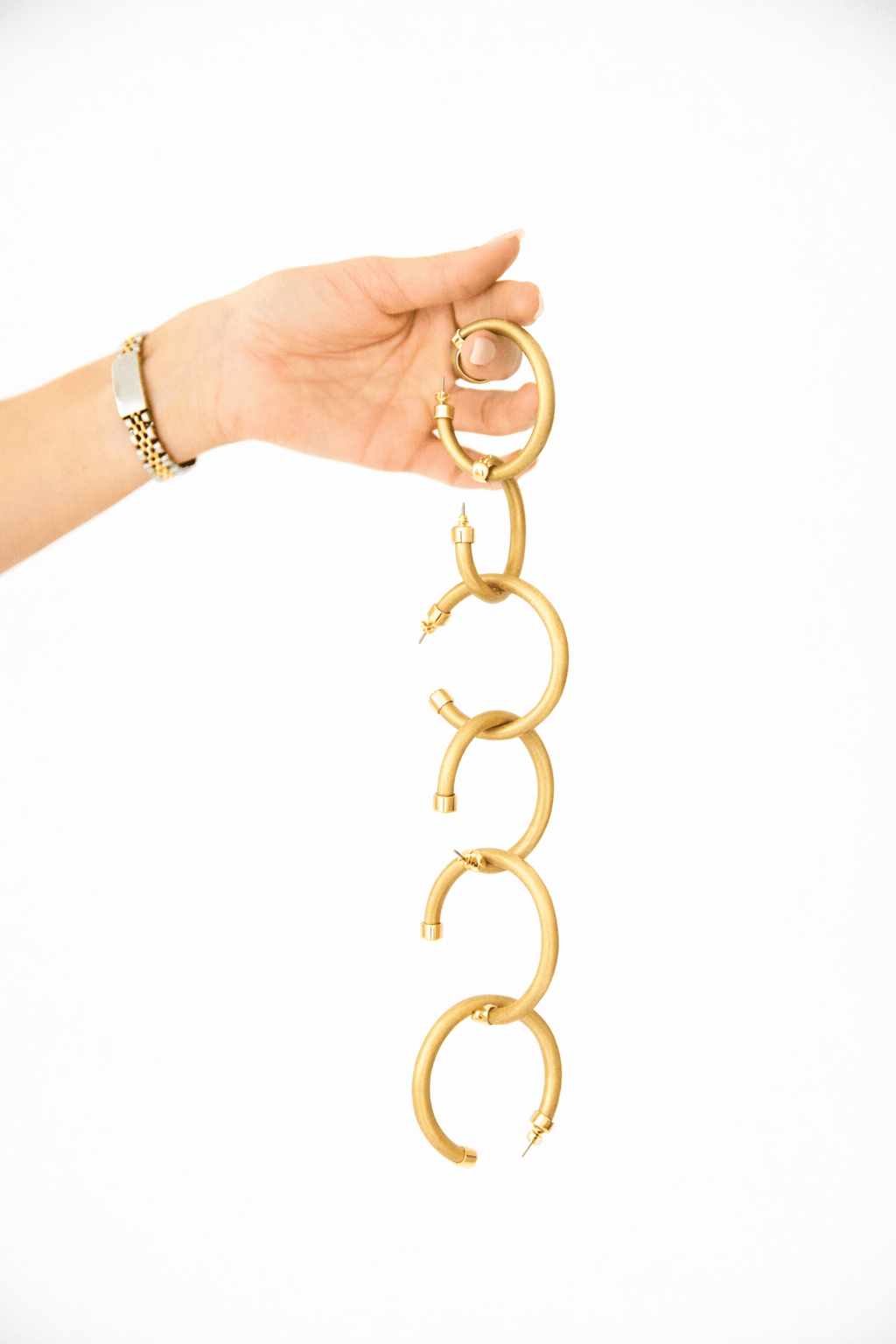 Brushed Gold Hoop Earrings - Dressed.