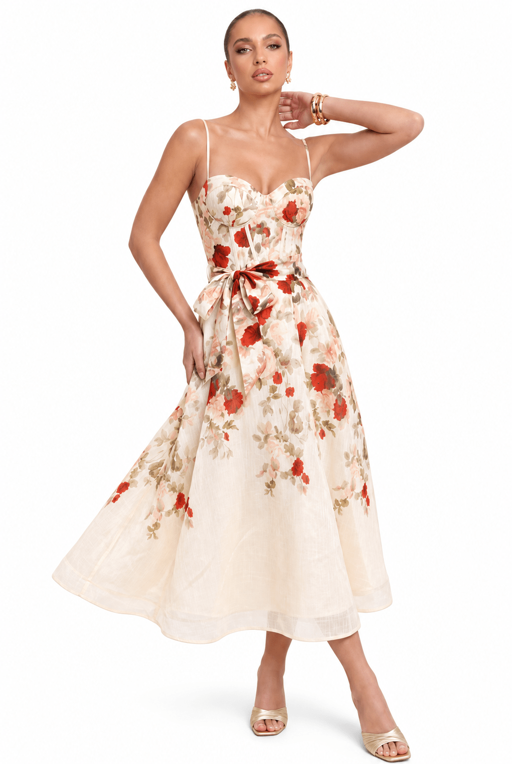 Call Me Rosie Bustier Dress — Ivory Floral | Luxxel - Dressed.