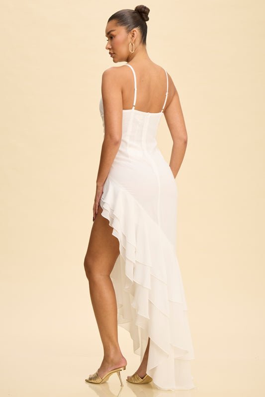 Camille Ruffle Maxi Dress — White | Dressed Showroom - Dressed.
