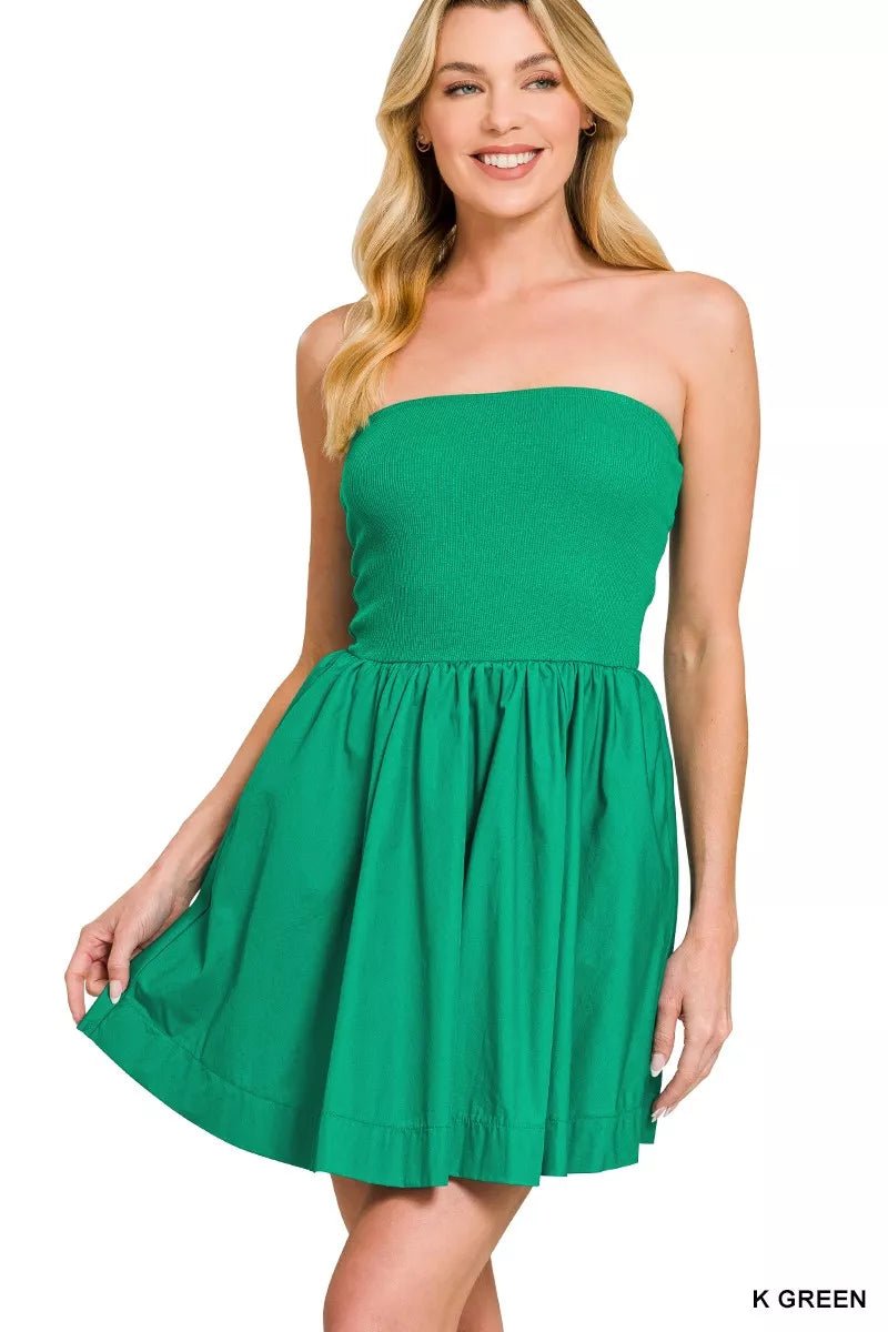 Celeste Knit-Bodice Flare Mini Dress - Dressed.