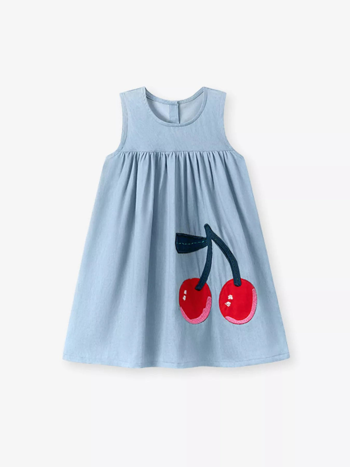 Cerise Cherry Sleeveless Dress — Light Blue - Dressed.