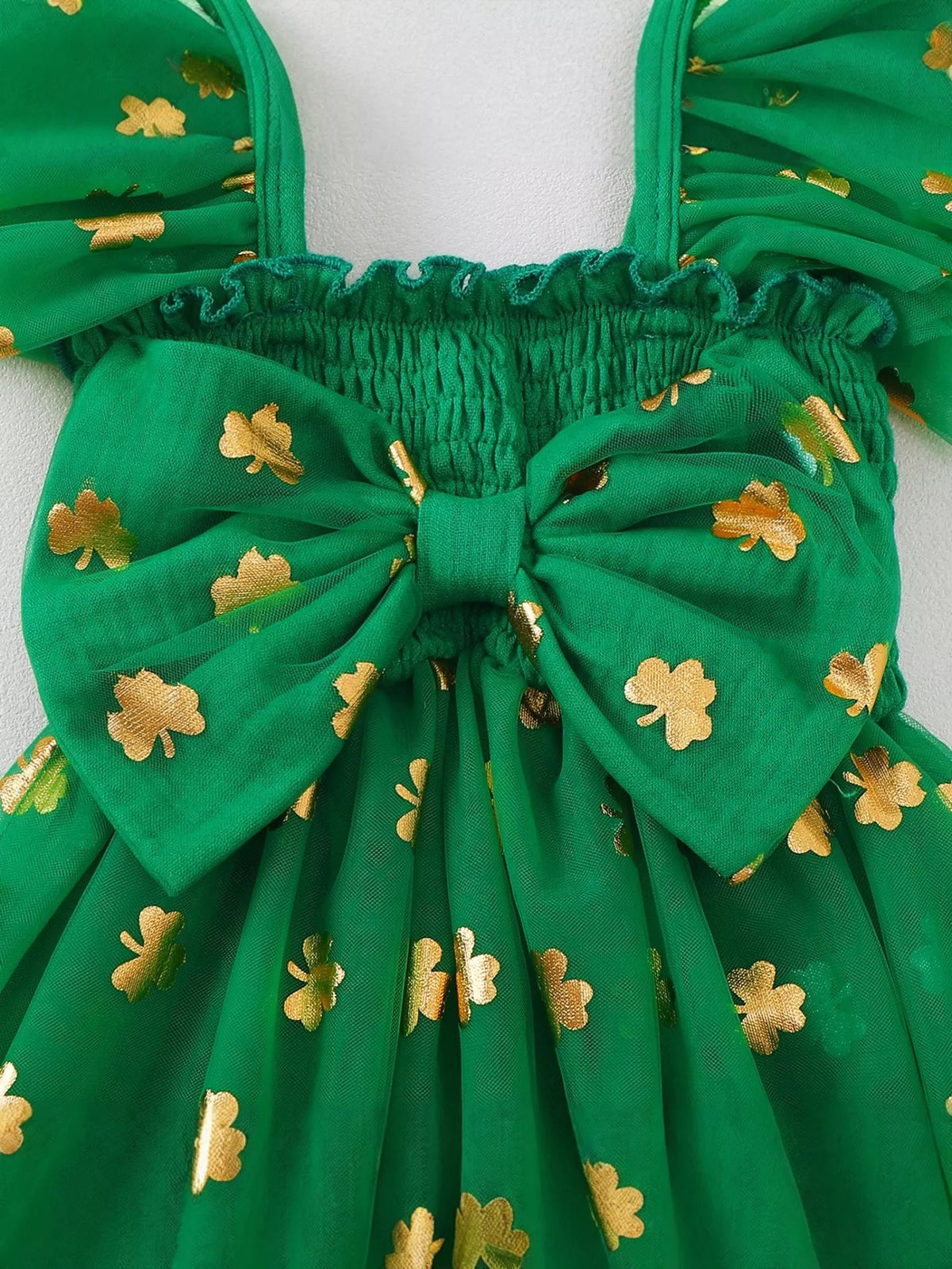 Clover Smocked Tulle Dress — Green - Dressed.