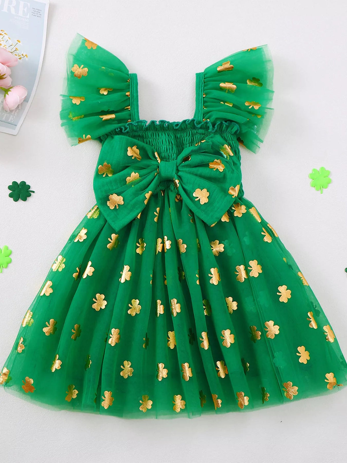 Clover Smocked Tulle Dress — Green - Dressed.