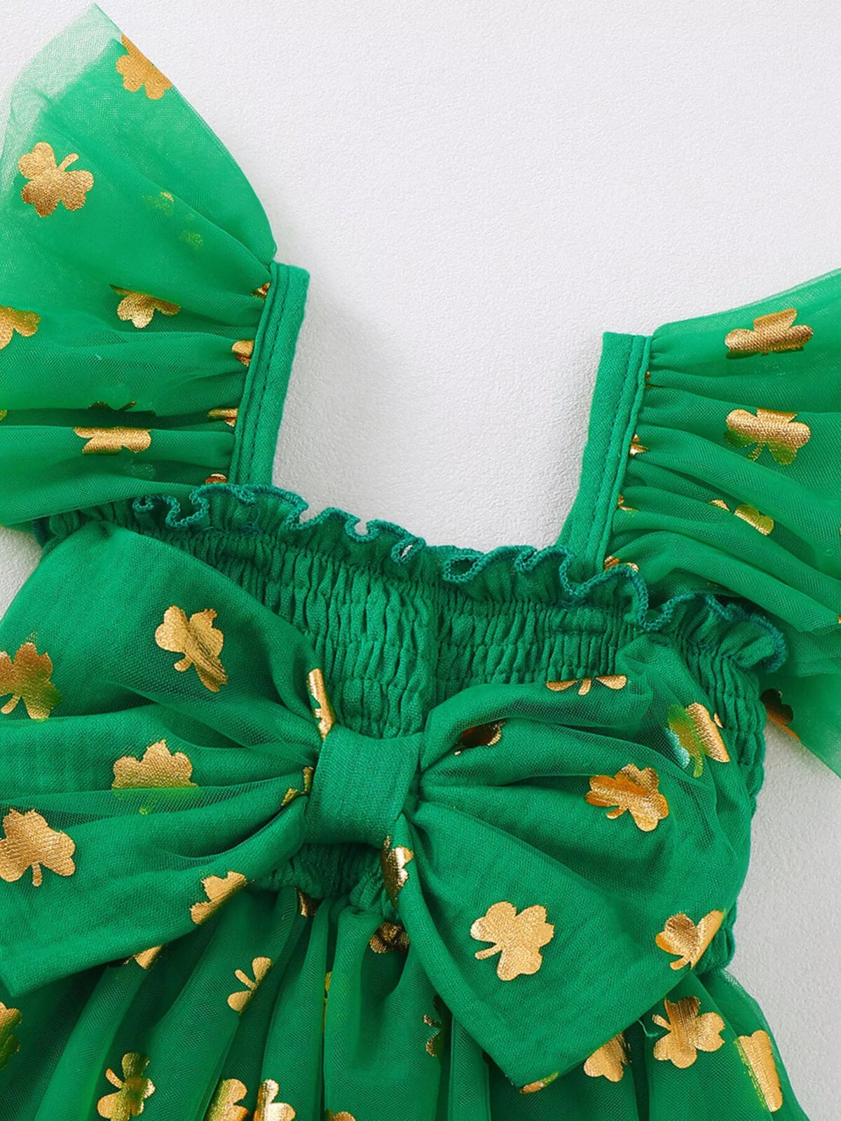 Clover Smocked Tulle Dress — Green - Dressed.