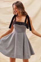 Colette Houndstooth Shoulder-Tie Mini Dress - Dressed.