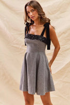 Colette Houndstooth Shoulder-Tie Mini Dress - Dressed.