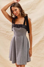 Colette Houndstooth Shoulder-Tie Mini Dress - Dressed.
