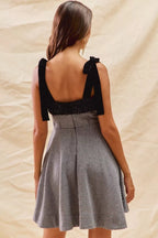 Colette Houndstooth Shoulder-Tie Mini Dress - Dressed.