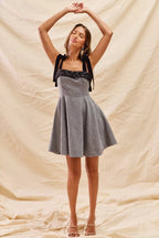Colette Houndstooth Shoulder-Tie Mini Dress - Dressed.