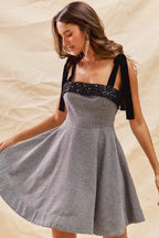 Colette Houndstooth Shoulder-Tie Mini Dress - Dressed.