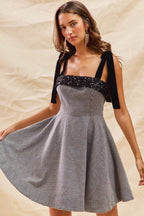 Colette Houndstooth Shoulder-Tie Mini Dress - Dressed.