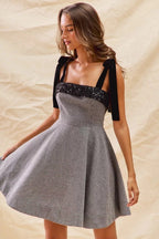 Colette Houndstooth Shoulder-Tie Mini Dress - Dressed.