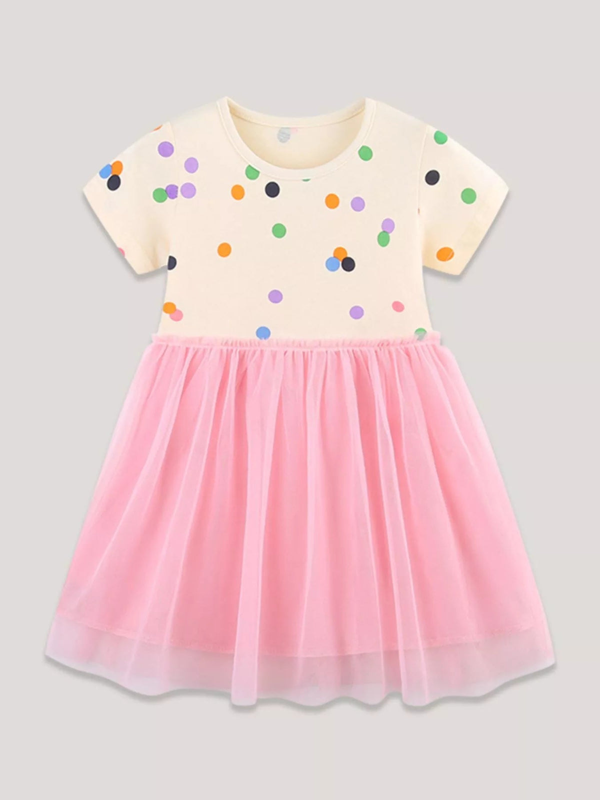Colette Polka-Dot Tulle Dress — Beige - Dressed.