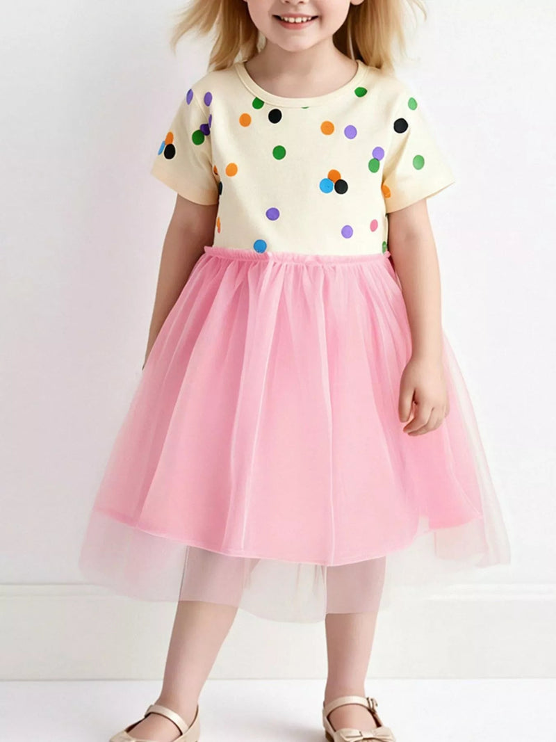 Colette Polka-Dot Tulle Dress — Beige - Dressed.