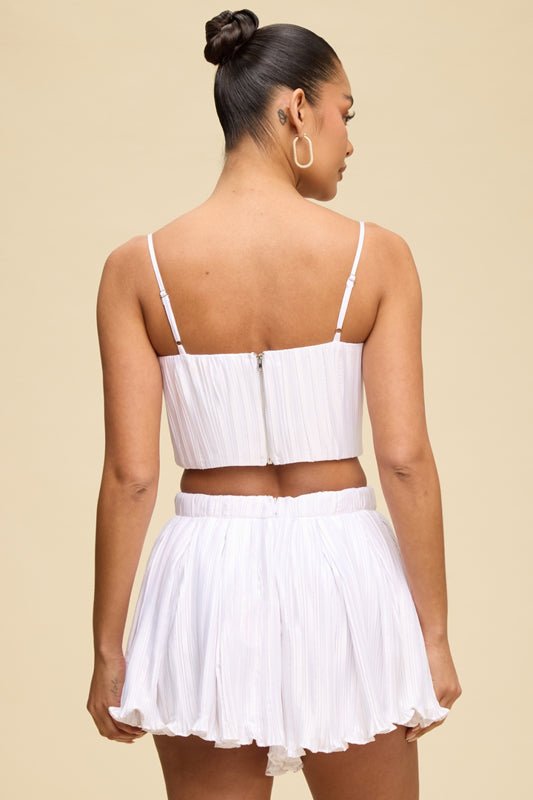 Colette Ruffle Corset Top & Shorts Set — White | Dressed Showroom - Dressed.