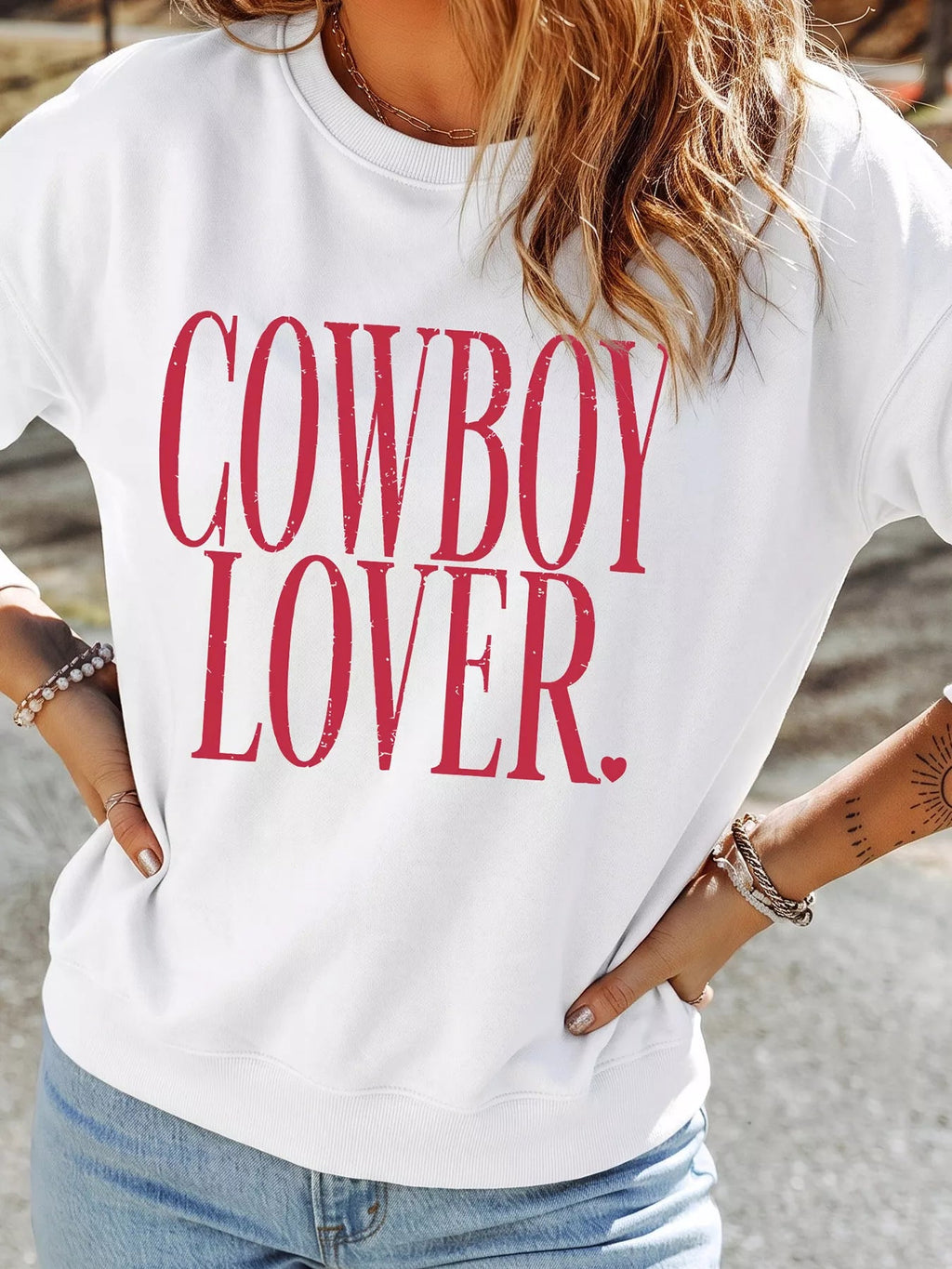 Cowboy Lover Graphic Crewneck Sweatshirt - Dressed.