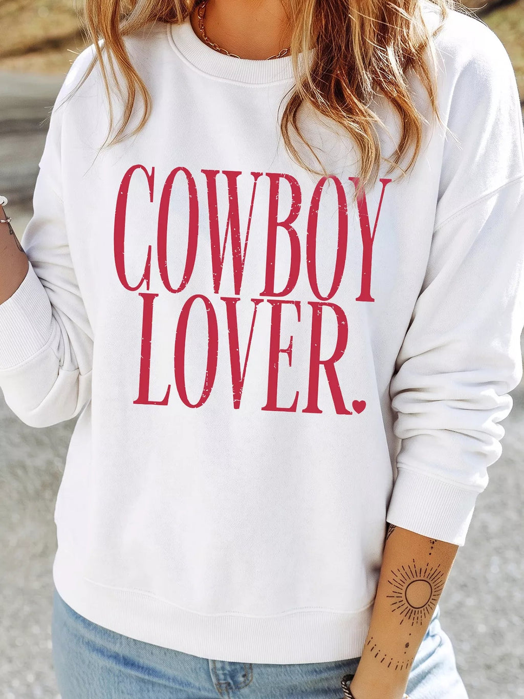 Cowboy Lover Graphic Crewneck Sweatshirt - Dressed.
